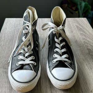 Black leather Converse All Star Hightops
